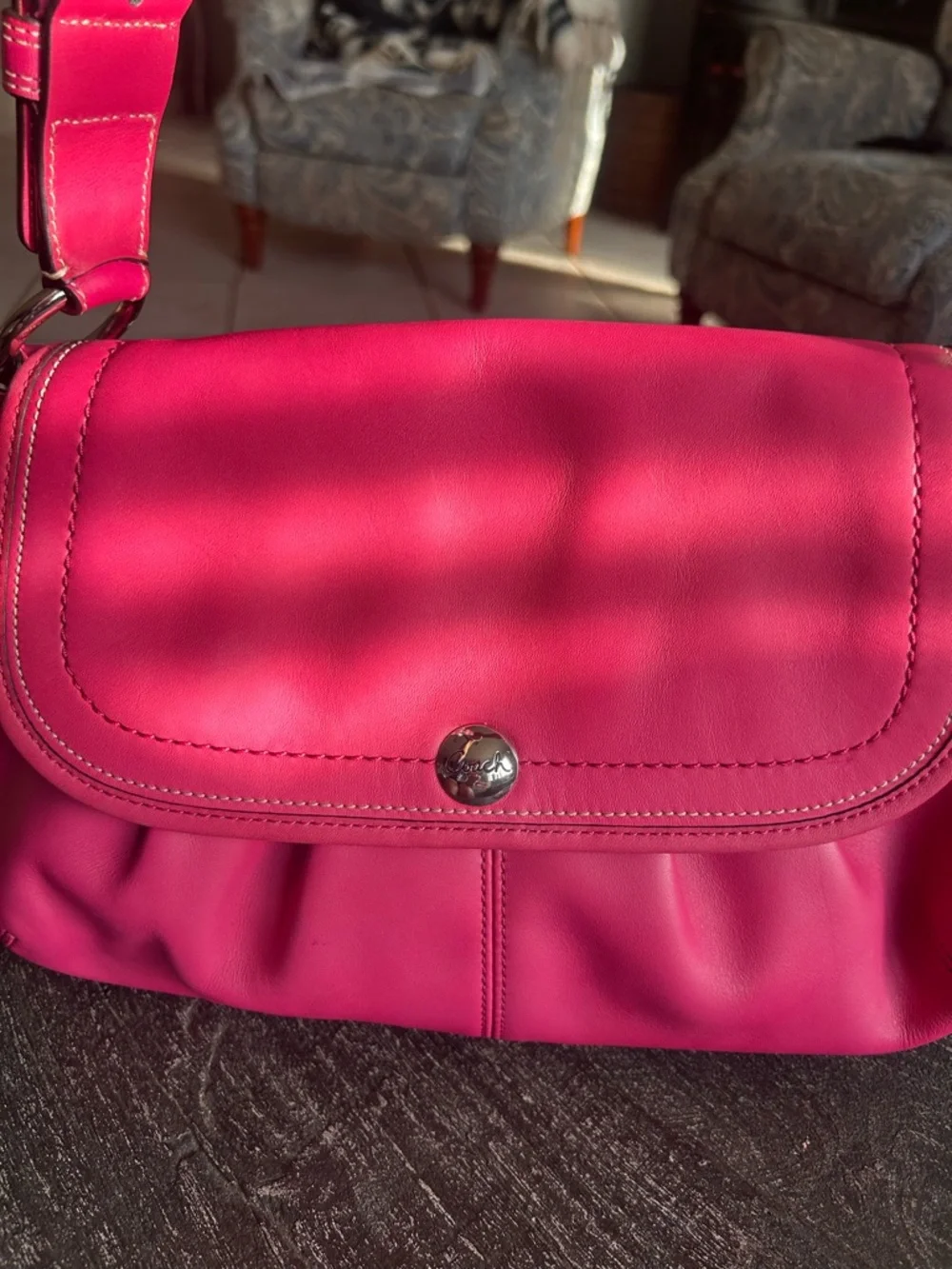 Coach  SoHo Pink Pleated Calf Hide Y2K flap bag - Picture 8 of 15